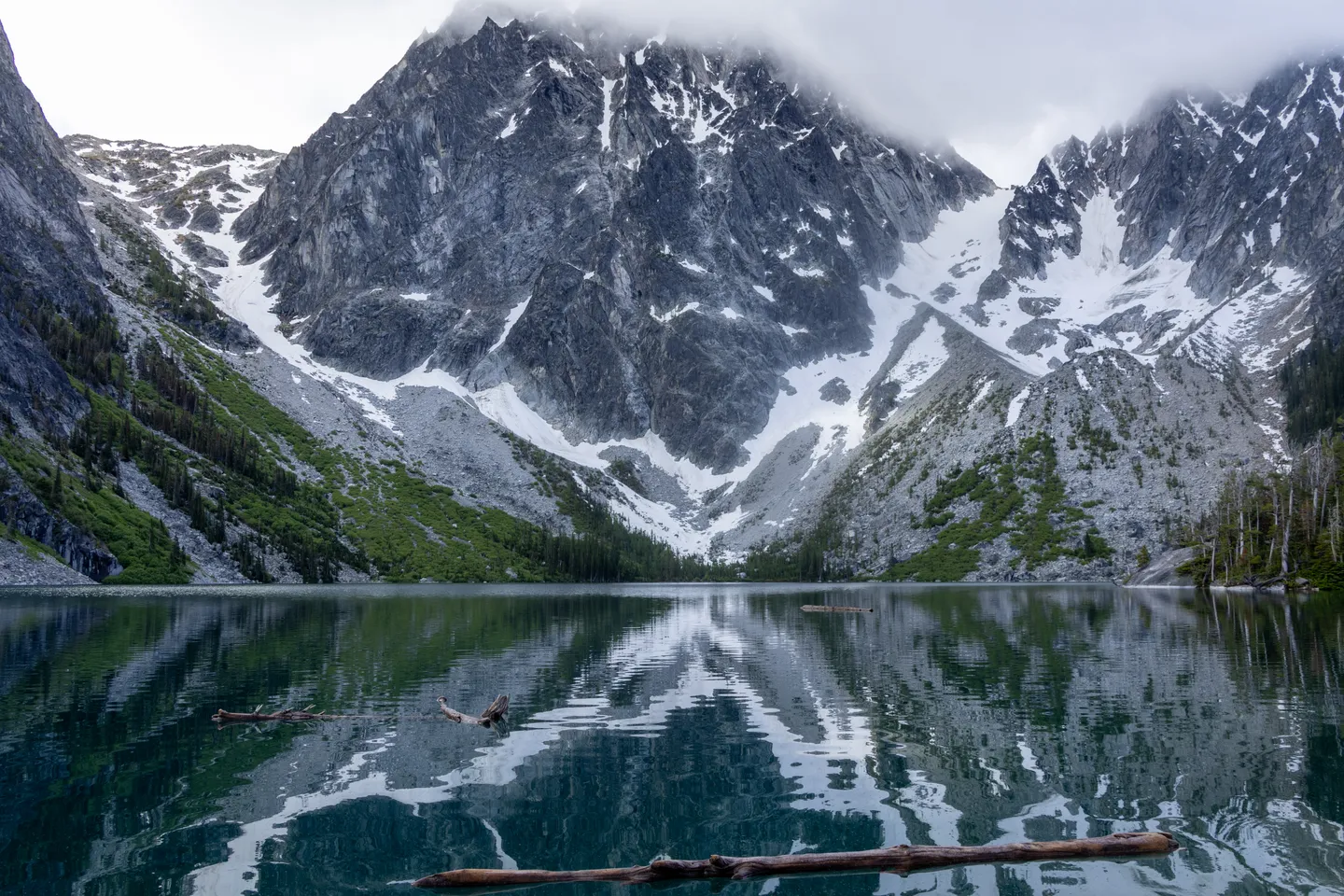 Colchuck Lake at first light, Aasgard Pass behind.
