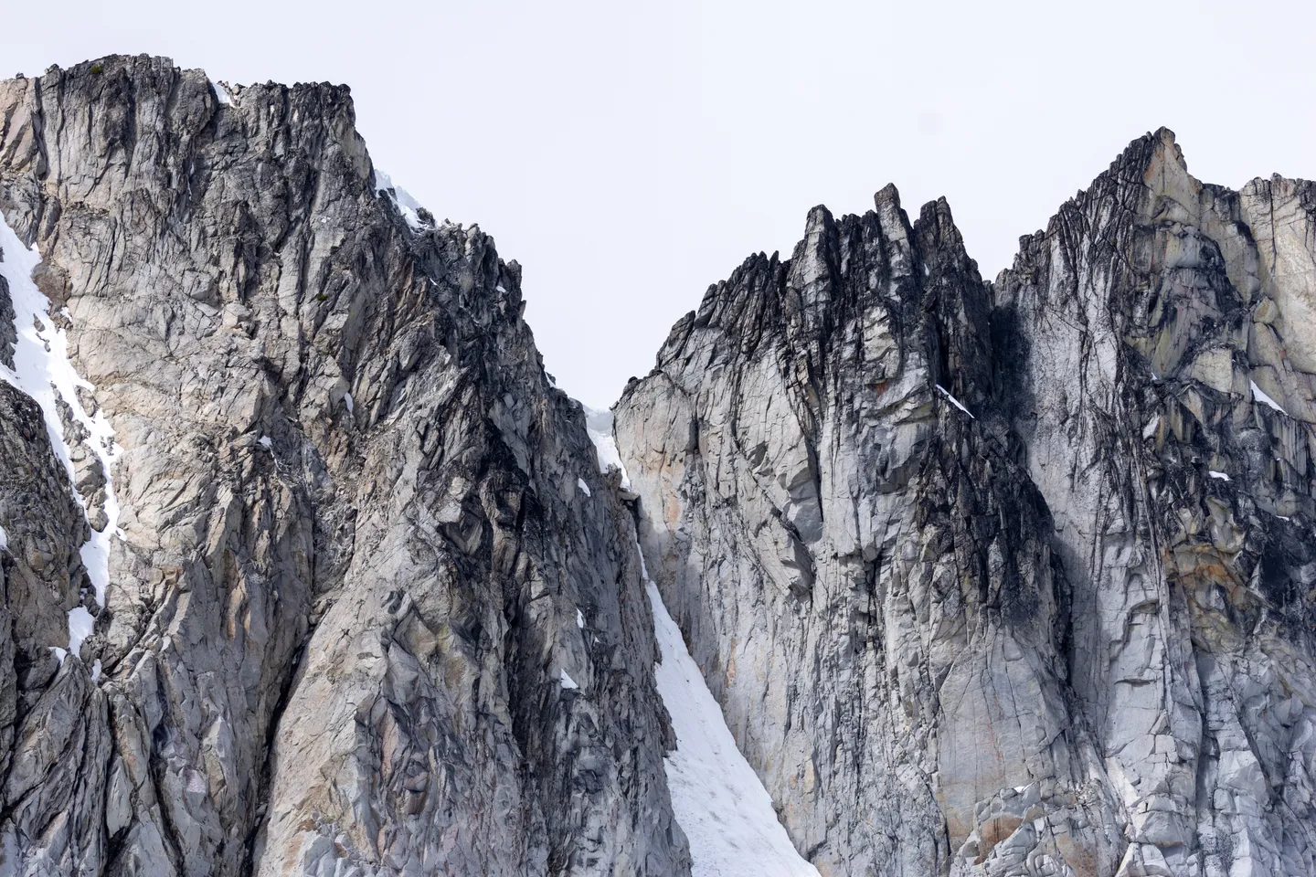 Stark, fissured granite spires.